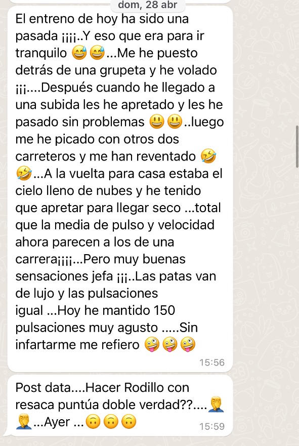 Opinión de un ciclista entrenado por Helena Martín